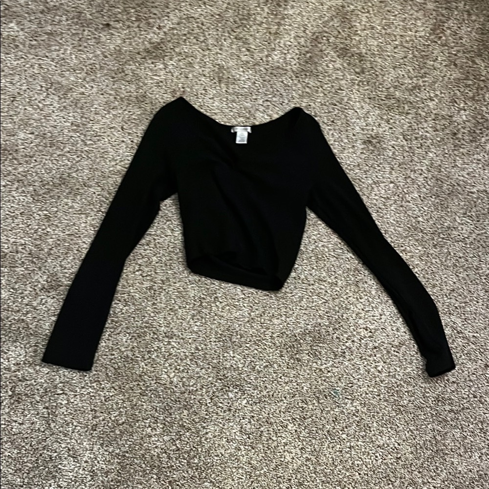 Bozzolo Black Fitted Crop Bodysuit